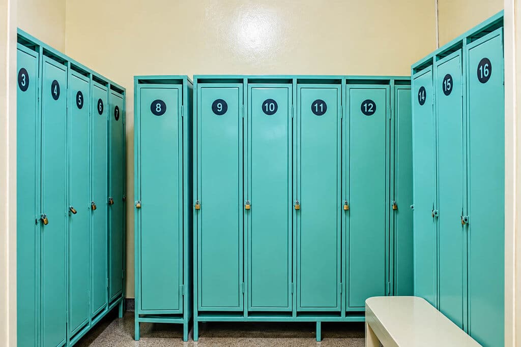Lockers in the changing room