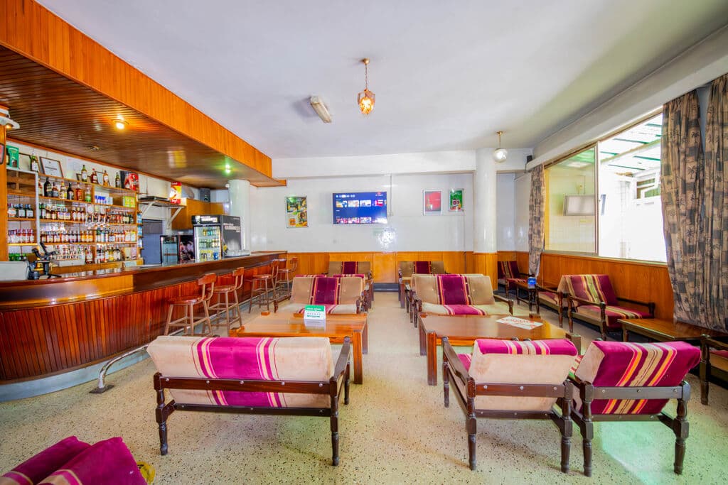 Seating in front of the main bar