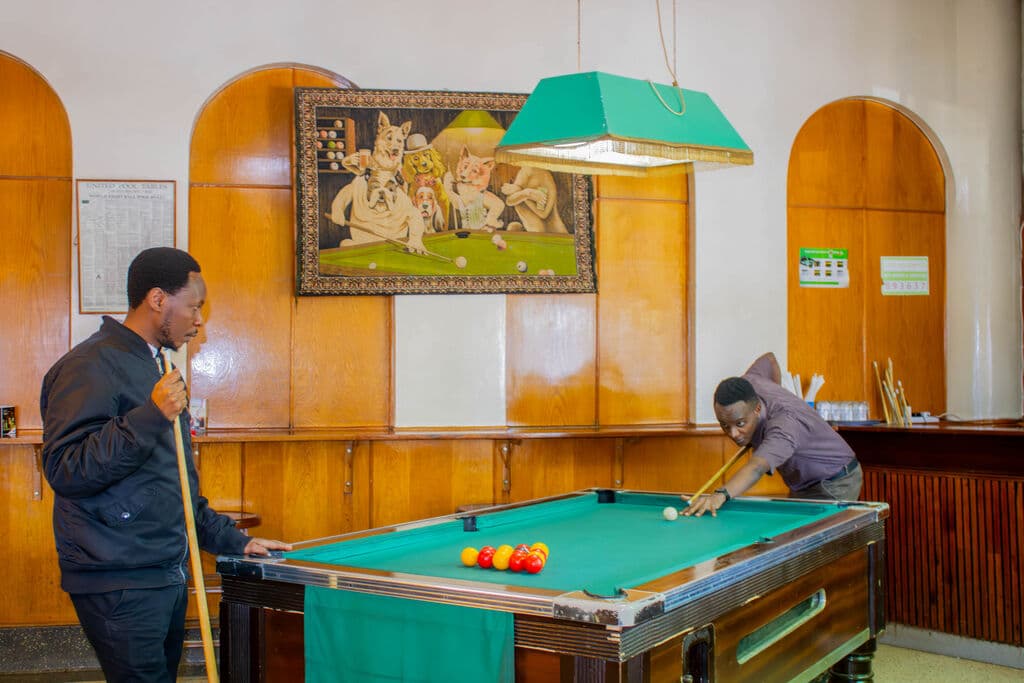 A game in progress at the pool bar