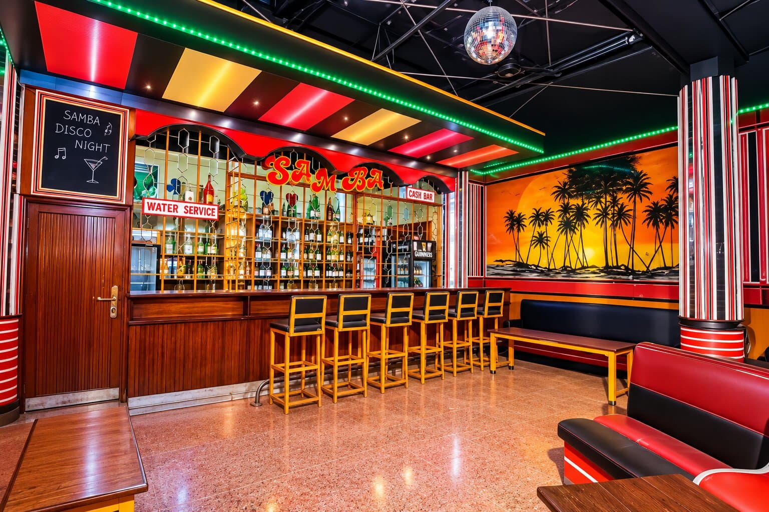 The Lounge bar with its row of stools