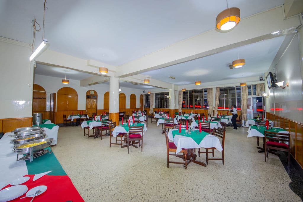 Restaurant with the buffet laid out